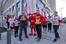 Coun Graeme Miller, leader of Sunderland City Council (front left) and Sergio Petrucci (front right) and announce the partnership between the Red Sky Foundation and this year's Sunderland City Runs