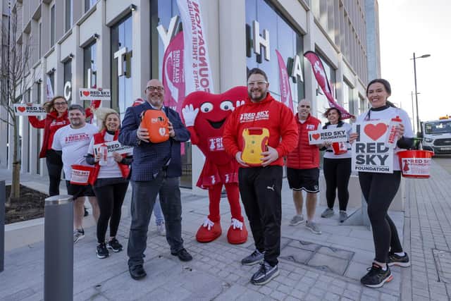 Coun Graeme Miller, leader of Sunderland City Council (front left) and Sergio Petrucci (front right) and announce the partnership between the Red Sky Foundation and this year's Sunderland City Runs