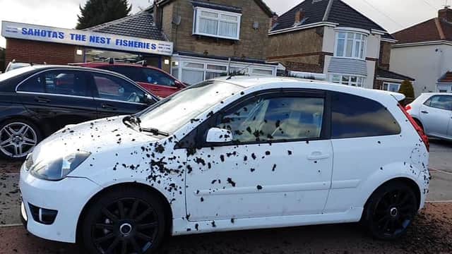 A car was covered in dirt in Shotton Colliery.