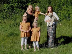 Pictured are (left to right) Rachael Fairclough and her three daughters and Jessica Sharman.