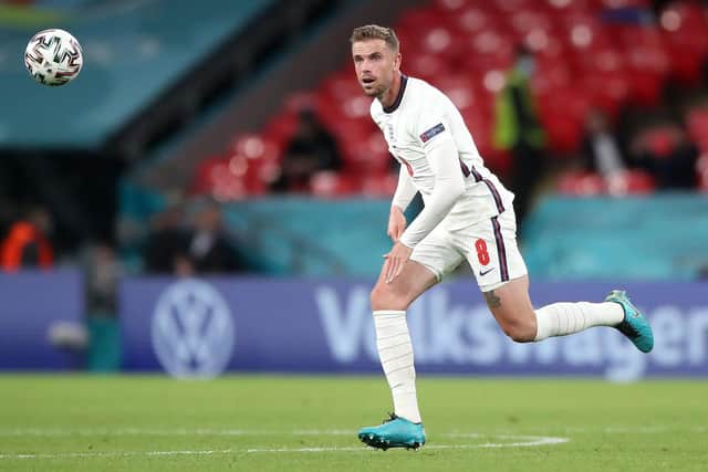 Jordan Henderson in action for England against the Czech Republic at Euro 2020. PA image.