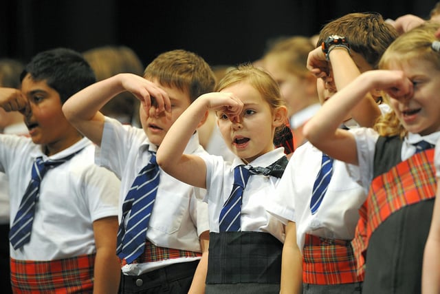 Performing on stage in 2013 are pupils from St Marie's Primary School, Kirkcaldy
