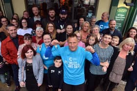 Squadron Sergeant Major David Ansell and supporters at Chaplin's after he had completed a previous walking challenge in 2021.