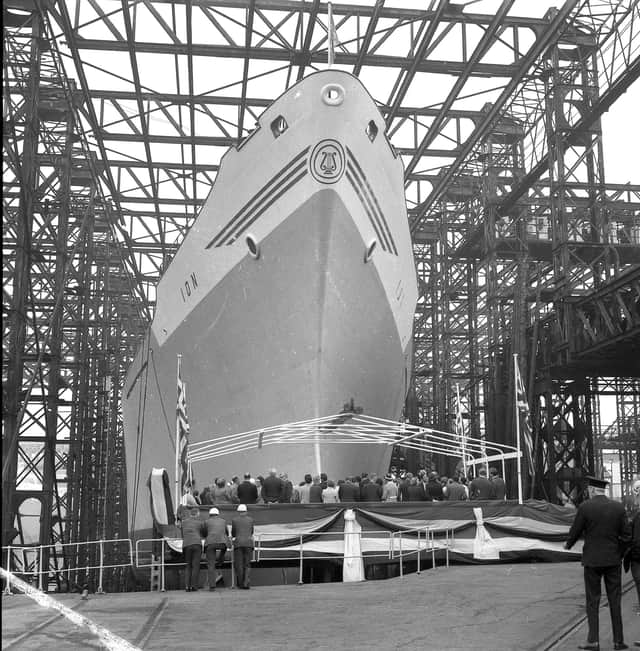 Launch Of Ion Doxfords 20 August 1970 at Pallion shipyard of Doxford and Sunderland Ltd.