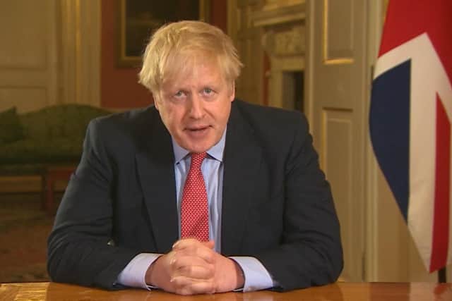Prime Minister Boris Johnson  - who was today confirmed as having coronavirus - addressing the nation from 10 Downing Street, London, on Monday, March 23, as he placed the UK on lockdown as the Government seeks to stop the spread of the COVID-19. PA photo.