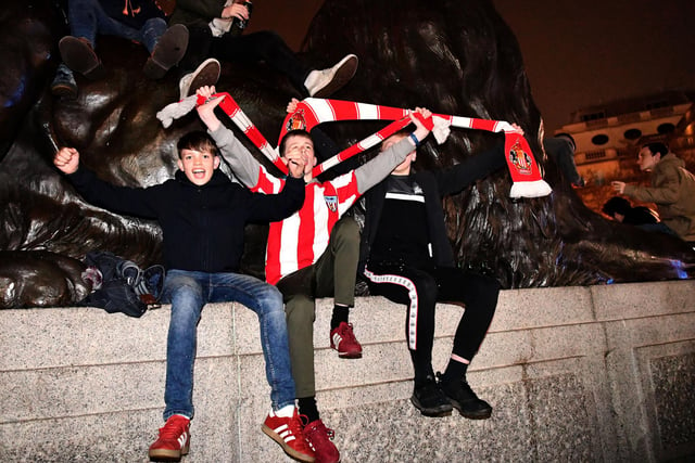 Sunderland fans took over Trafalgar Square on the Saturday night