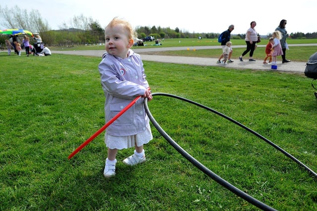 Viola Brough (2) with her Hola Hoops at Herrington Country Park.  Picture by FRANK REID