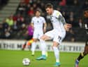 MILTON KEYNES, ENGLAND - APRIL 05: Connor Wickham of Milton Keynes Dons in action during the Sky Bet League One match between Milton Keynes Dons and Crewe Alexandra at Stadium mk on April 05, 2022 in Milton Keynes, England. (Photo by Pete Norton/Getty Images)