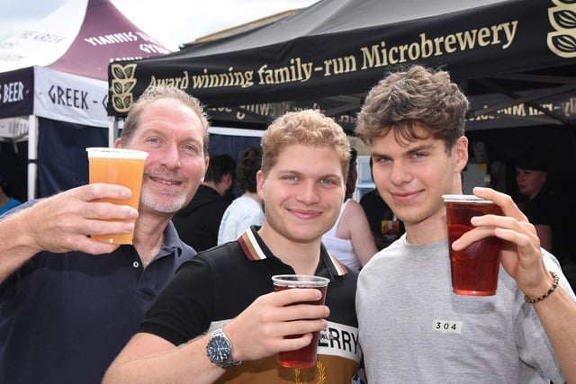 Tim Bray with sons Jacob and James, from Darlington, enjoyed the fine ales on sale.