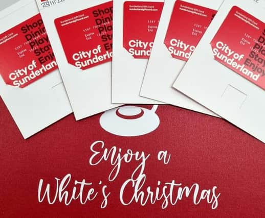 Gift cards that can be won at Jacky Whites market