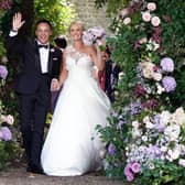Anthony McPartlin and Anne-Marie Corbett leaving St Michael's church, Heckfield in Hampshire, after their wedding ceremony.