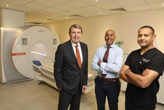 South Tyneside and Sunderland NHS Foundation Trust chief executive Ken Bremner with cardiology consultant Alykhan Bandali and clinical director of cardiothoracic medicine Mickey Jachuck.