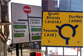 Oops! Wearsiders and 'Teesiders' alike won't be happy with these signs.