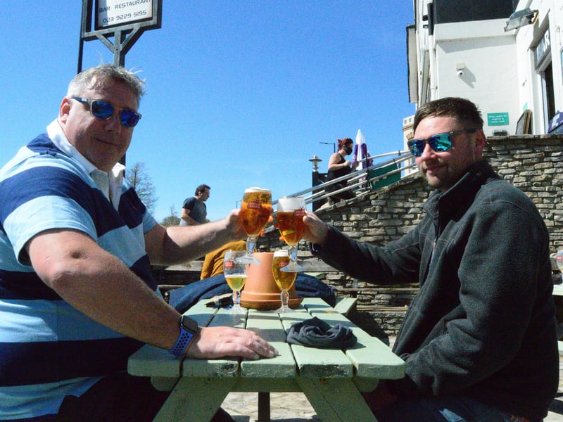 Drinkers at The Jolly Sailor in Southsea. Picture by David George.