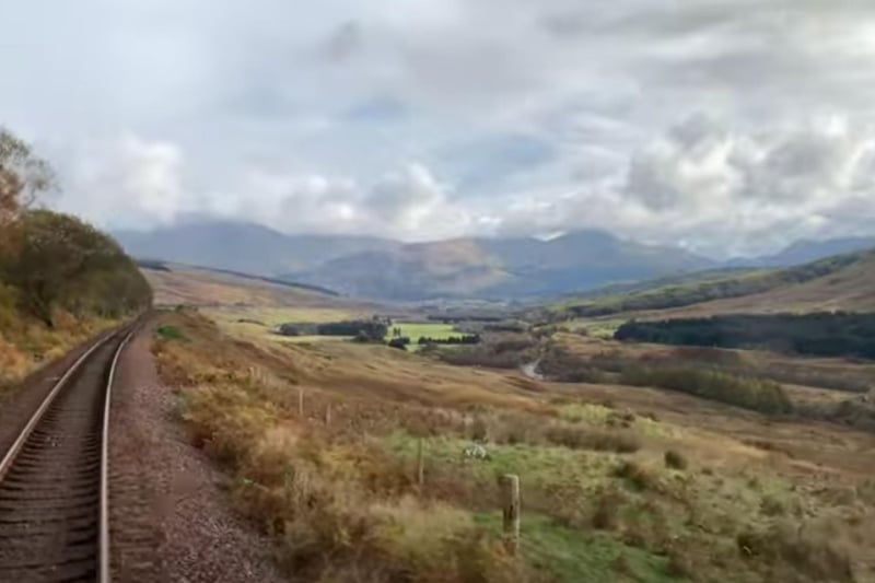 A train driver's view of the West Highland Line landscape.