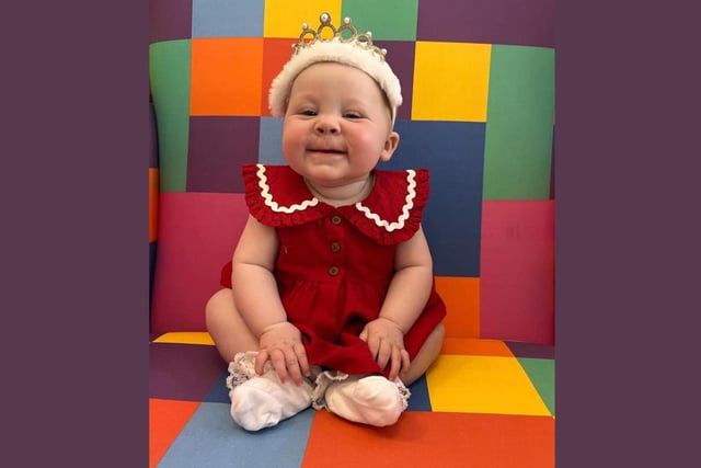 Alora, age 7 months, looks the royal part in her crown!