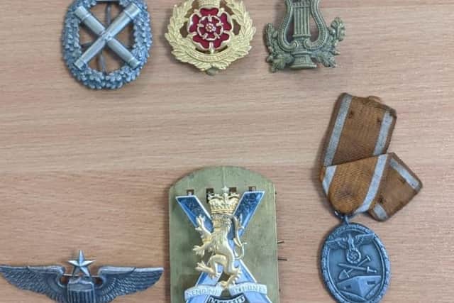 A photo shared by Durham Constabulary as its officers appeal for help in finding out where the British and German medals have come from.