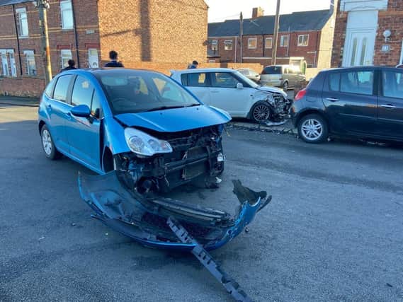 A car was left badly damaged on South Terrace in Horden