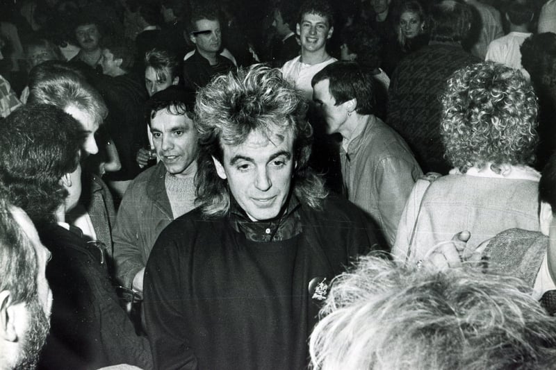 Sheffield nightclub impresario Peter Stringfellow with friends during the King Mojo Christmas party held at the Leadmill, Sheffield in December 1984. Both have their own chapters in city music history and the Leadmill is still going strong