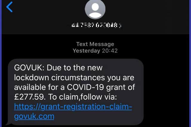 This scam text message alert has been shared by Durham County Council.