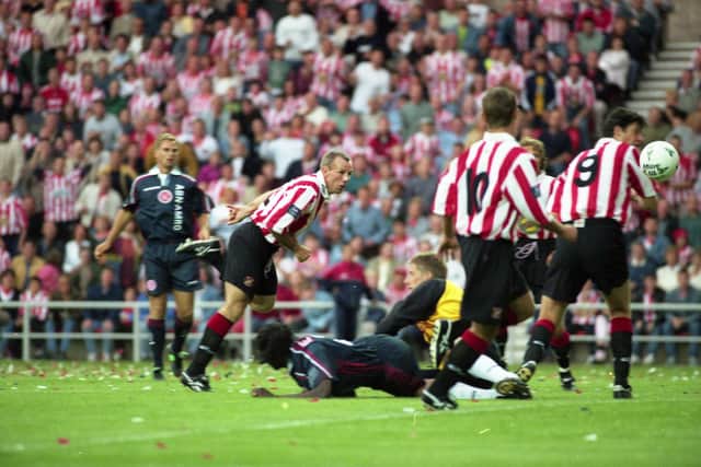 Kevin Ball heads into the Ajax net on July 30, 1997. It really didn't matter that it was disallowed.