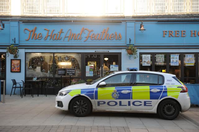 Police outside Wetherspoon's pub The Hat and Feathers, in Church Street, Seaham following the incident on Friday night.