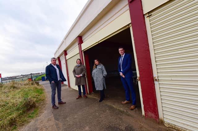 Pictured at the  Bay Shelter, Seaburn Lower Promenade l-r Neil Bassett, Ben Wall, Councillor Rebecca Atkinson Sunderland City Cabinet Member for Dynamic City, and Councillor Kevin Johnston Deputy Cabinet Member Dynamic City.