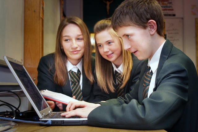 These St Robert of Newminster School Year 8 pupils were preparing a story for a news report in 2007.