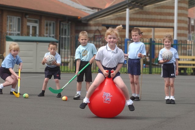 Pupils were loving the school's fit and fun session in this scene from 19 years ago.