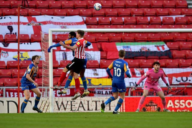 Charlie Wyke rises to put Sunderland ahead at the Stadium of Light