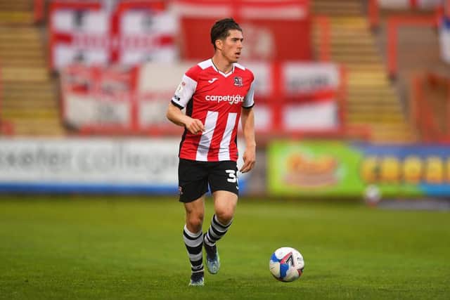 Josh Key of Exeter City during the Sky Bet League Two match between Exeter City and Grimsby Town.