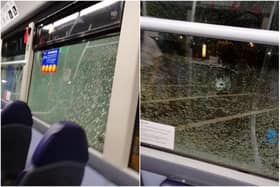 Photos take by Peter Armstrong of the damage cause to the 20 Go North East service.