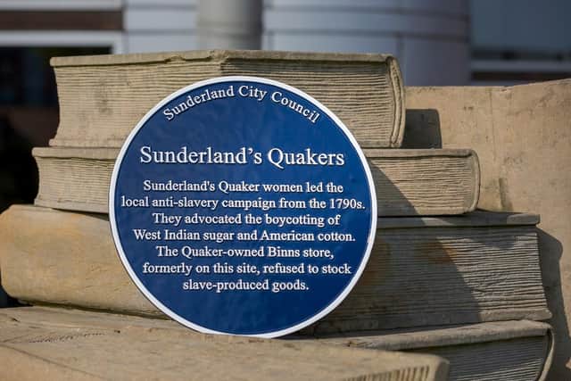 Sunderland City Council's Blue Plaque to  Sunderland's Quakers.