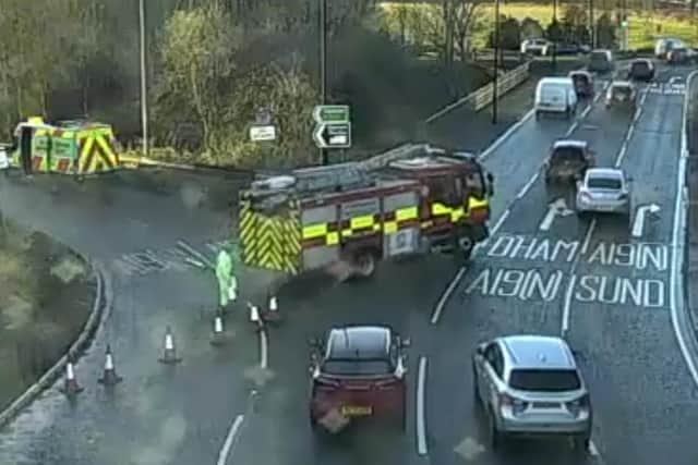 Emergency services were called to the A19 southbound near Doxford Park after reports of a car on fire. Photo: North East Live Traffic.