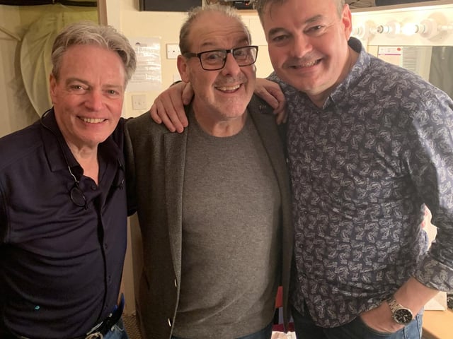 Andy Gray on stage at the Kings Panto with Grant Stott and Alan Stewart.