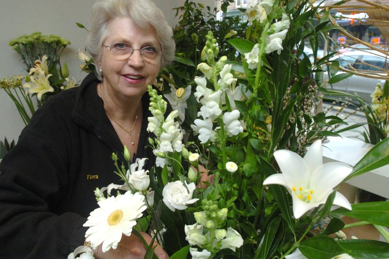 Pictured at Flora on Ecclesall Road, Sheffield, where florist Gillian Harris is seen at work in 2006