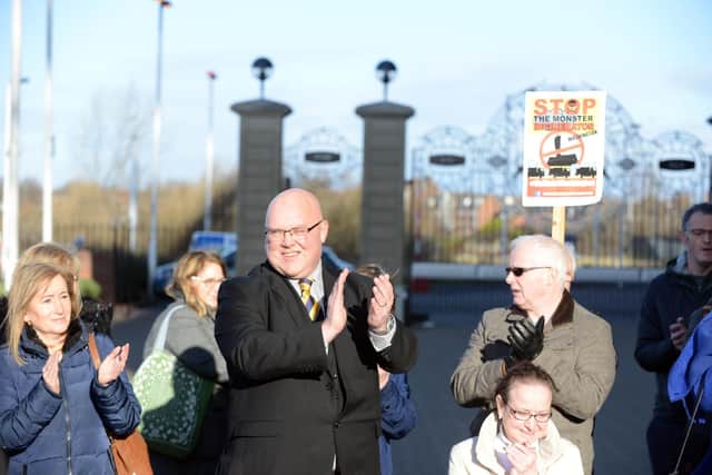 Sunderland City Council Leader Coun Graeme Miller joins Washington residents protest for the controversial monster incinerator ahead of planning appeal 