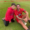 Former Sunderland striker Danny Graham with Jody's son Max, who will be taking part in the half-time penalty shoot-out.