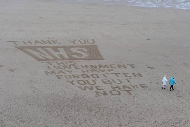 The message appeared on the Sunderland beach on Saturday, March 6.