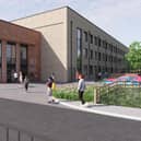 A CGI of the entrance to the new-look school. Images: Space Architects