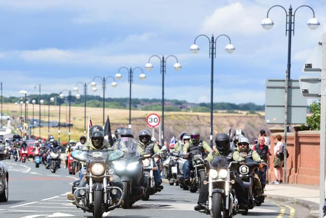 The Rolling Thunder veterans' motorbike procession on Seaham seafront.