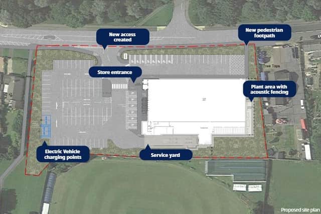 An overhead view of the plan for the new store.