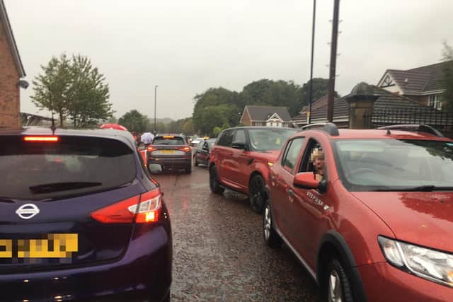 Traffic chaos in Houghton.