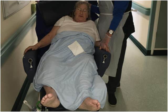 Marion Jolliff in hospital as she recovered from coronavirus.