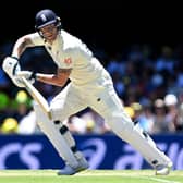 Ben Stokes of England bats during day four of the First Test Match in the Ashes series between Australia and England at The Gabba on December 11, 2021 in Brisbane, Australia. (Photo by Bradley Kanaris/Getty Images)