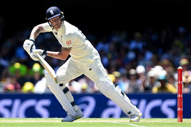 Ben Stokes of England bats during day four of the First Test Match in the Ashes series between Australia and England at The Gabba on December 11, 2021 in Brisbane, Australia. (Photo by Bradley Kanaris/Getty Images)