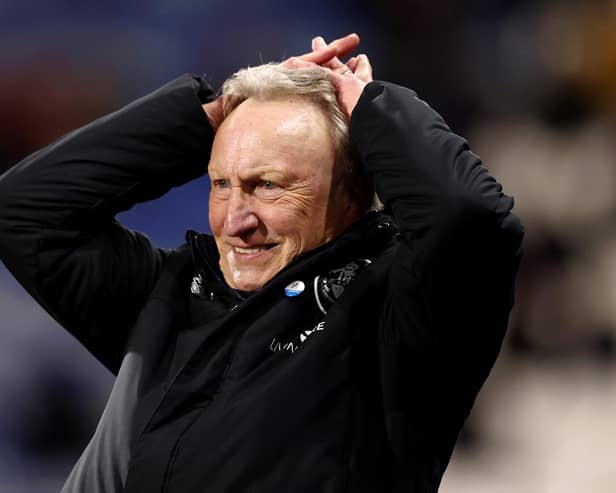 HUDDERSFIELD, ENGLAND - MARCH 07: Neil Warnock, Manager of Huddersfield Town, reacts during the Sky Bet Championship between Huddersfield Town and Bristol City at John Smith's Stadium on March 07, 2023 in Huddersfield, England. (Photo by Naomi Baker/Getty Images)