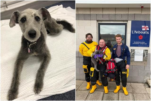 Pepper, and pictured with members of the lifeboat crew