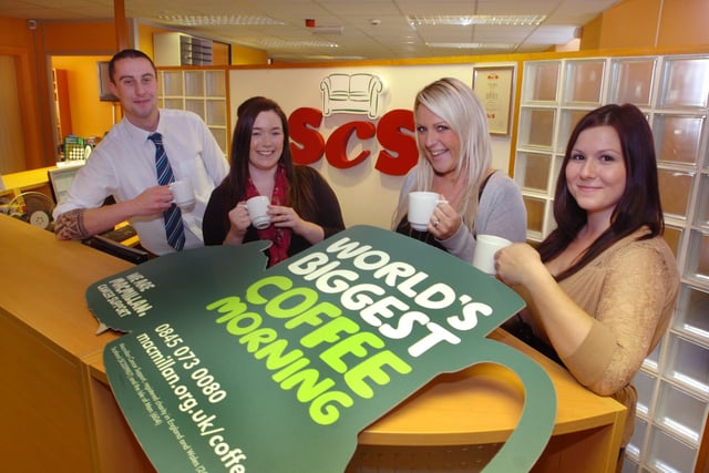 Super support from the staff at the SCS offices in Villiers Street in 2011. Pictured are  Craig Davies, Gabrielle Bruce, Katie Rossi and Lauren Barker.