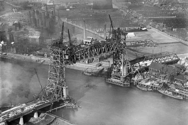 The Tees Newport bridge was opened in 1934 and this image shows it just a few months before, in June 1933. It was the first vertical-lift bridge in England, meaning that its centre span was raised and lowered to allow shipping to pass underneath. It was Grade II listed in 1988.